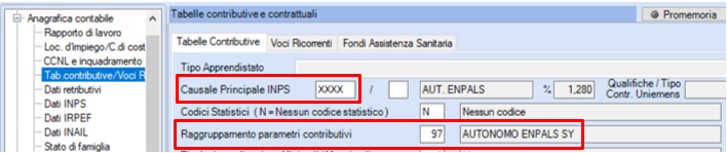 tabelle contributive e contrattuali