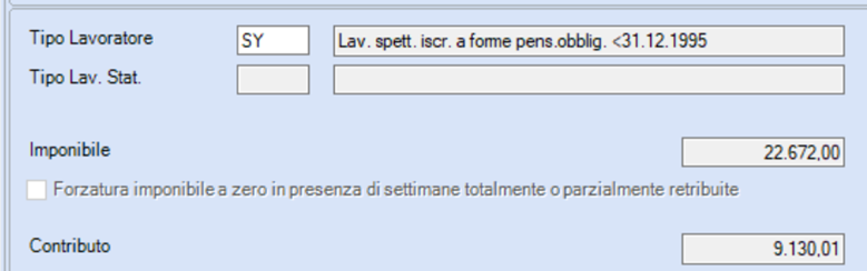 Dipendente SY Imponibile e contributo