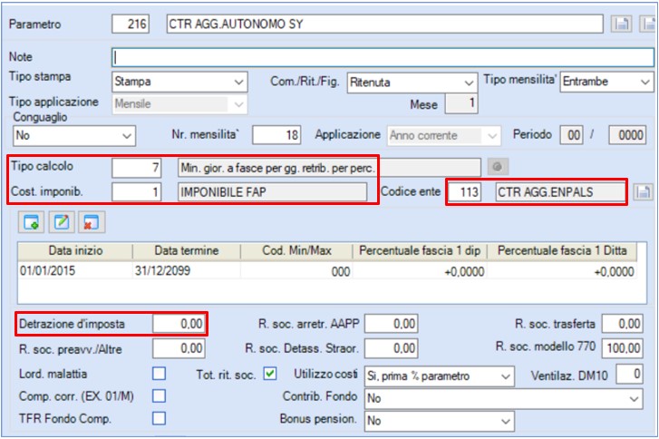 PARAMETRO CONTRIBUTO AGGIUNTIVO