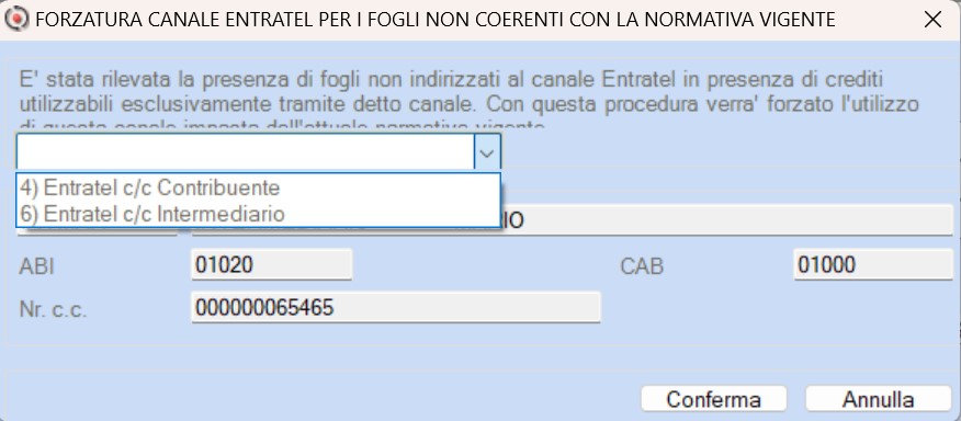 forzatura canale entratel