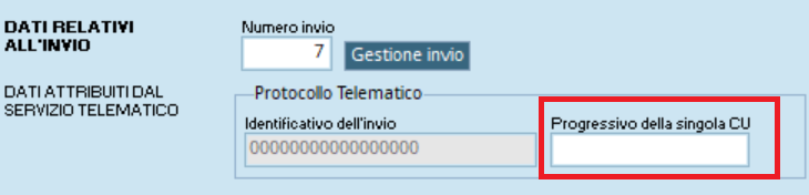 inserimento progressivo singola CU