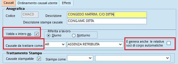 Causale congedo matrimoniale