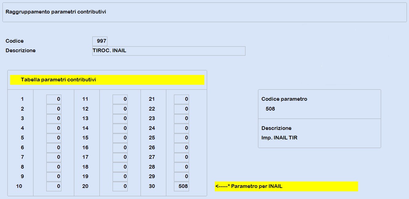 Tabella raggruppamento parametri contributivi Tirocinanti