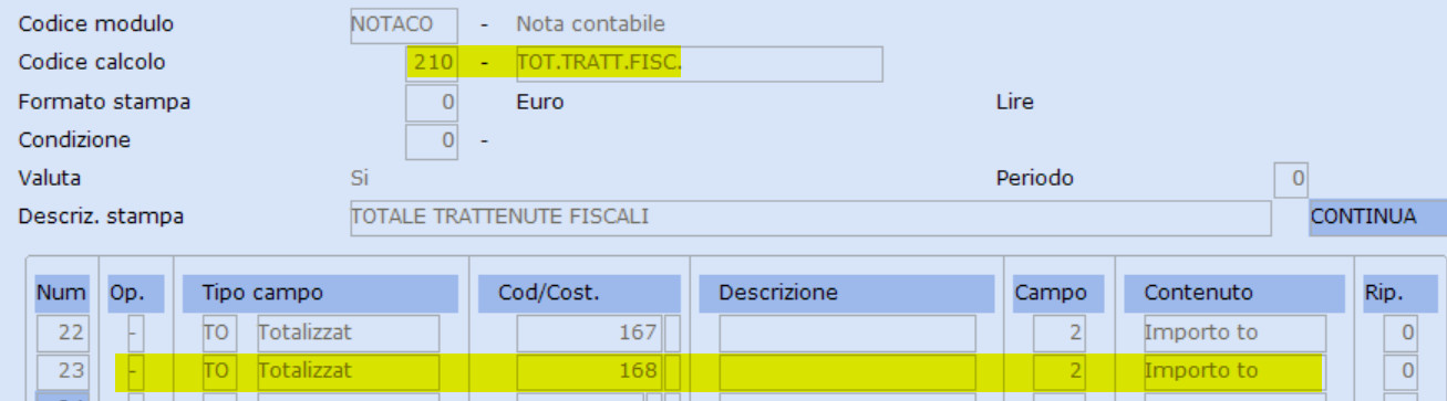 modifica totalizzatori