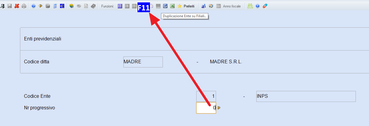 Gestione ditta F11 duplica enti