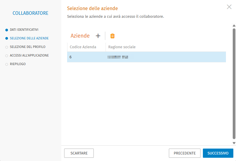 Configura le aziende accesso