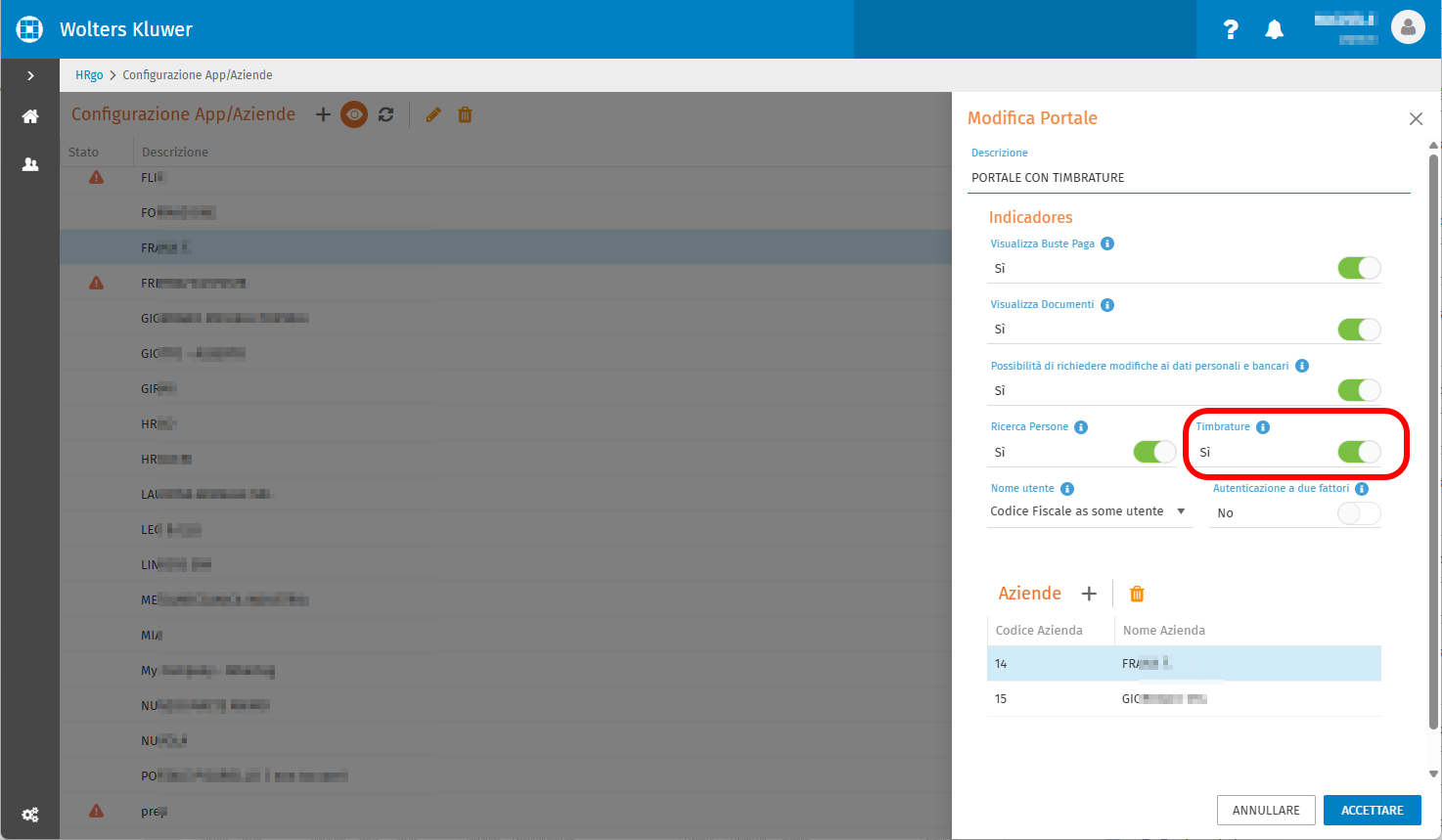 Configura App/Aziende