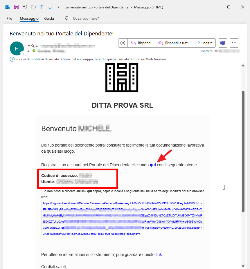 Mail di benvenuto