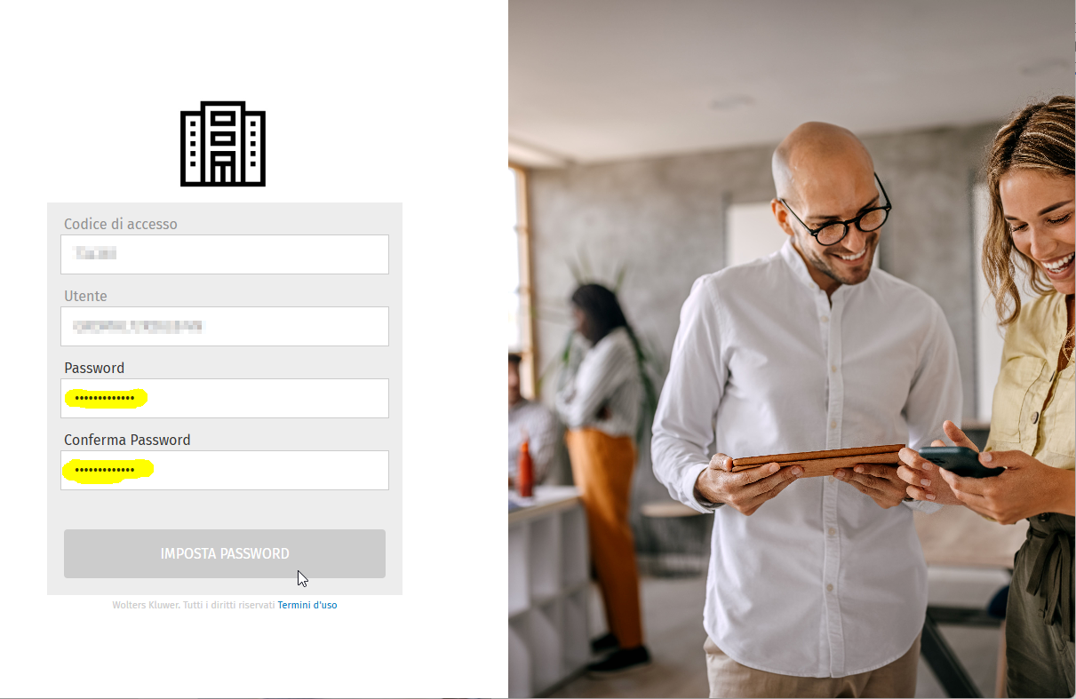 Imposta password dipendente