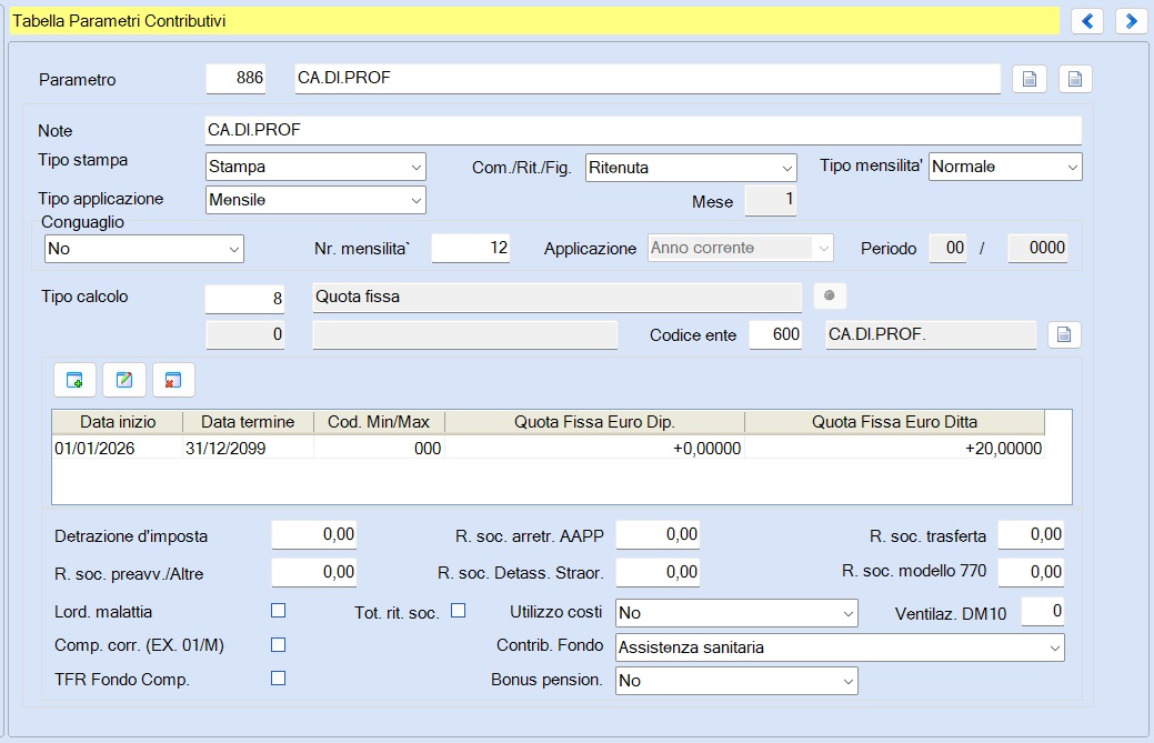 Parametro CADIPROF