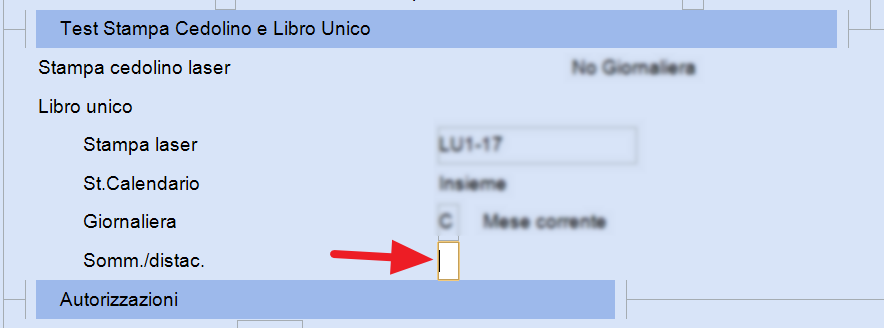 Test Stampa Cedolino Sempre o Inizio/Fine servizio