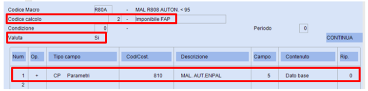 Tabella calcolo Macro 2 Imponibile FAP