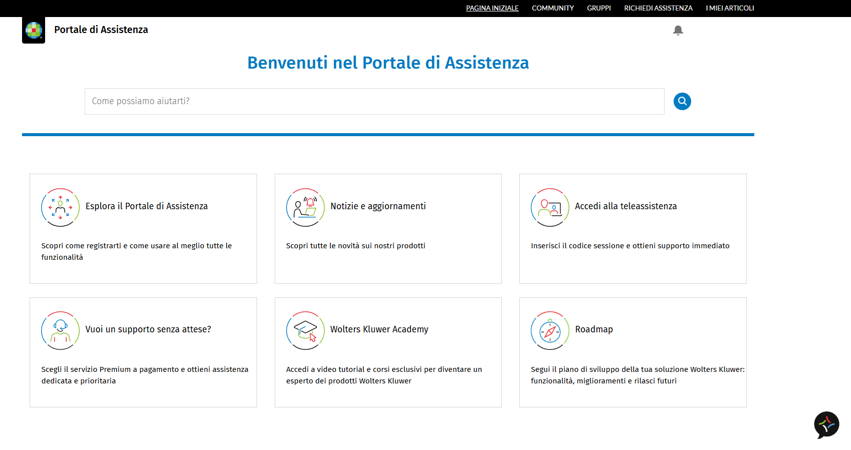 Homepage Portale di Assistenza