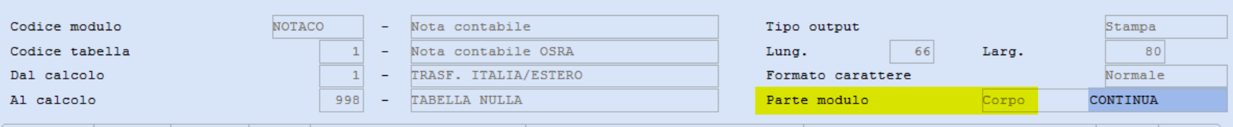 modifica delle tabelle di stampa (CORPO)