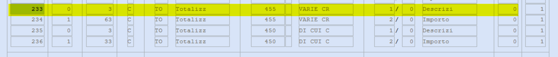 modifica delle tabelle di stampa: aggiunta del nuovo totalizzatore