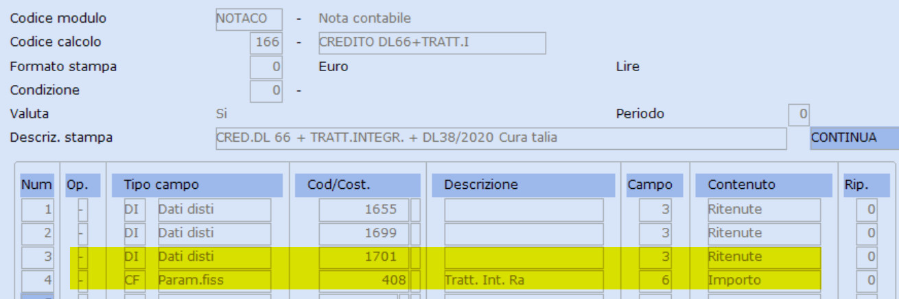 Tabella di calcolo NOTACO credito Renzi / Trattamento integrativo