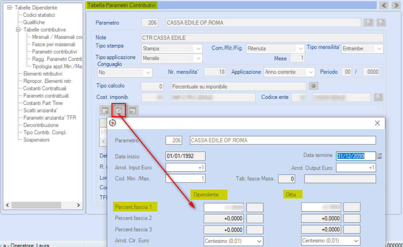 Cambia parametro contributivo