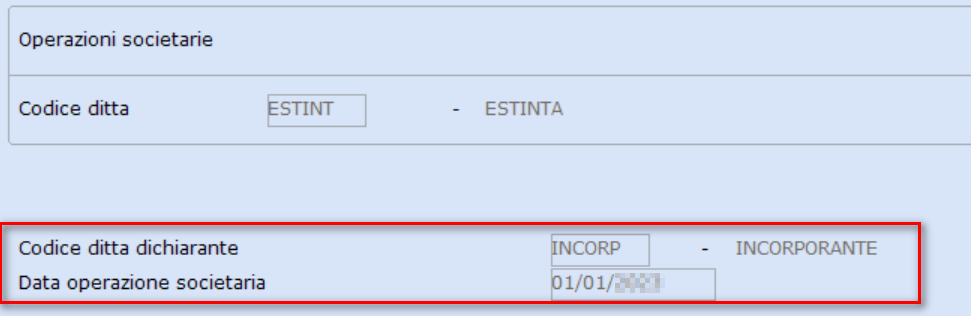 Ditta inserimento operazione straordinaria