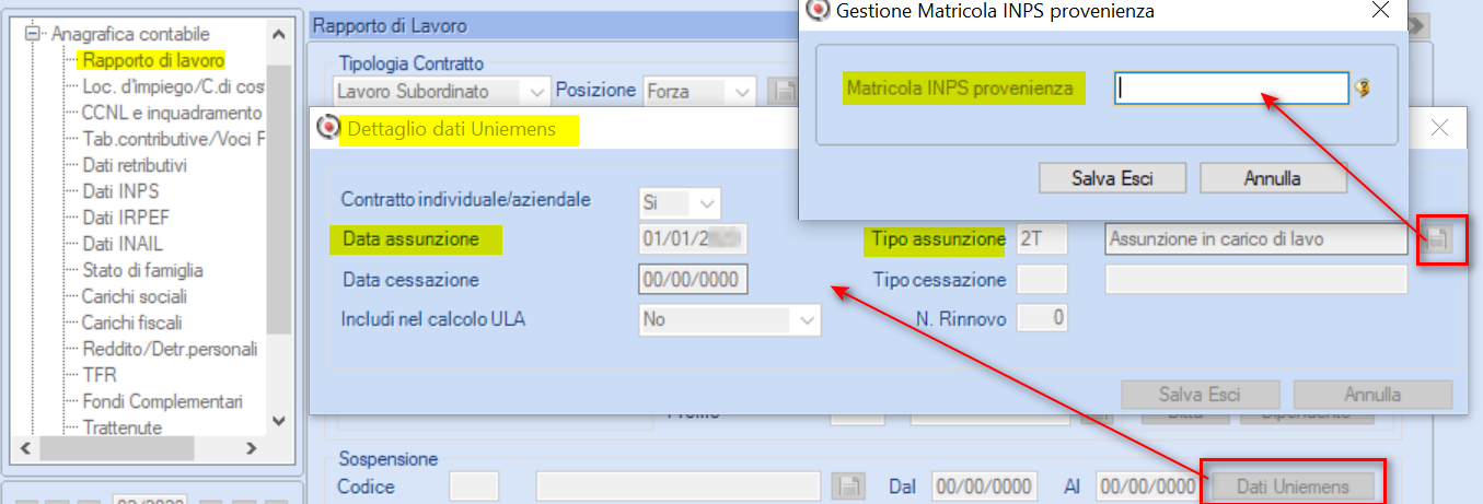 sezione Rapporto di Lavoro 2T