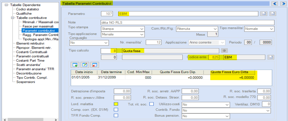 PARAMETRO ENTE BILATERALE EBM