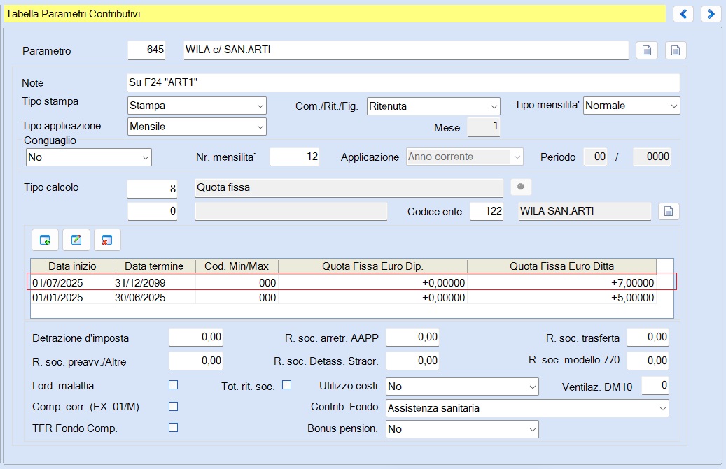 Parametro Contributivo WILA