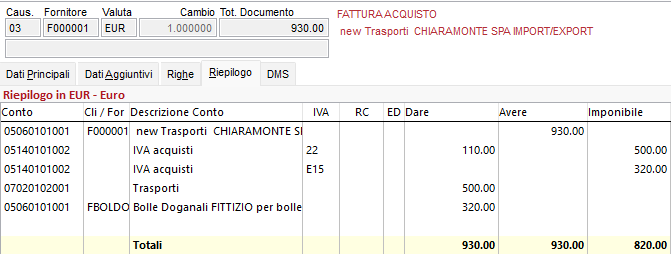 Fattura trasportatore