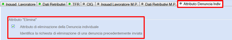 Attributo Elimina CF lavoratore