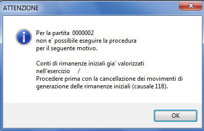 mancata creazione del movimento di rilevazione rimanenze