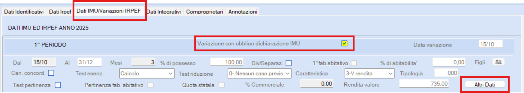 inserimento immobile prossimo anno - variazioni imu