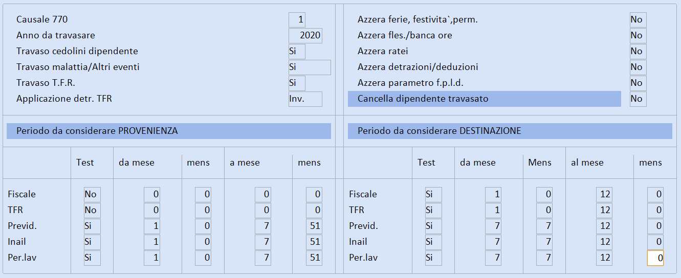 spostamento con estinzione