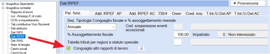 conguaglio altri rapporti