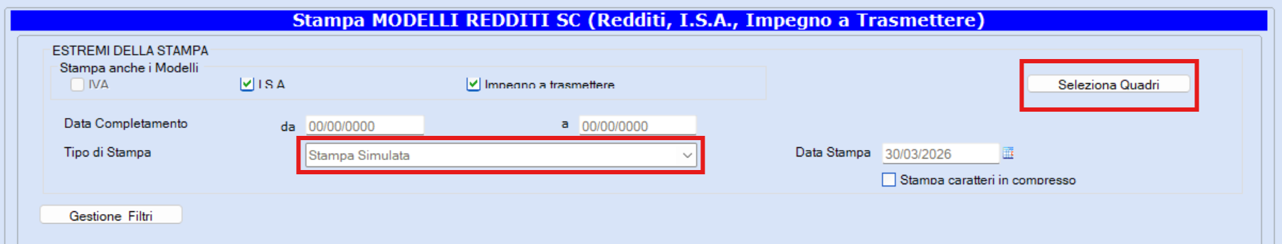 seleziona quadri in stampa simulata