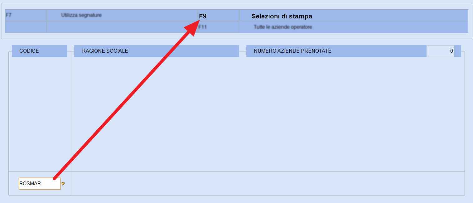 F9 selezioni di stampa