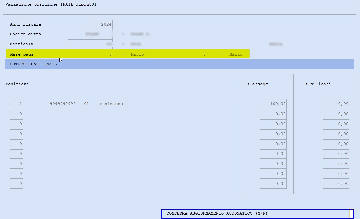 variazione posizione INAIL
