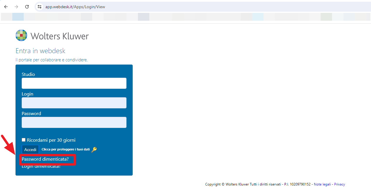 Webdesk cambio password