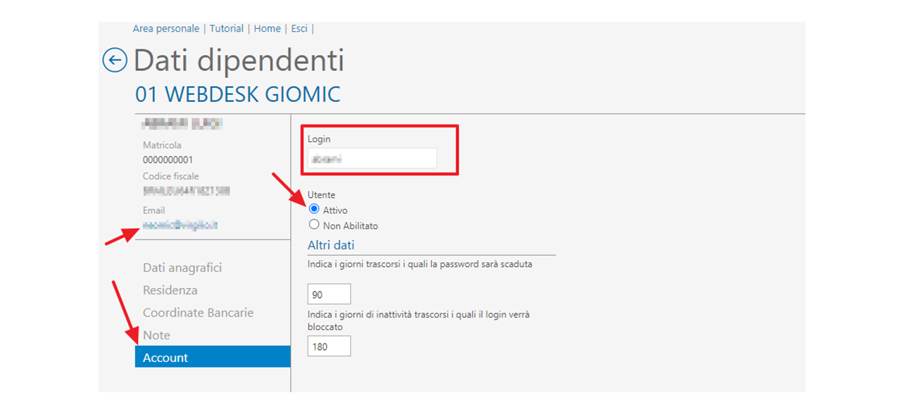 webdesk mail account dipendente