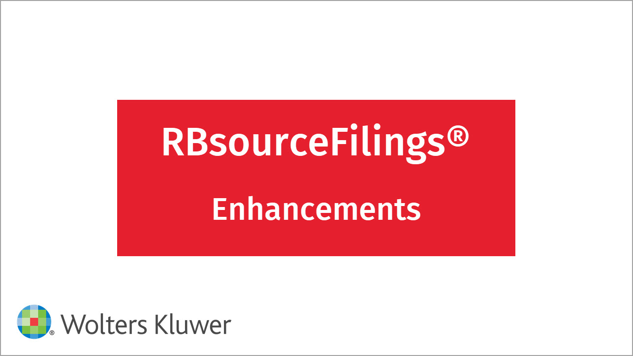 RBsourceFilings Enhancements
