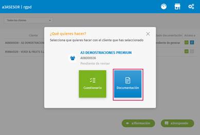 documentación sobre un cliente