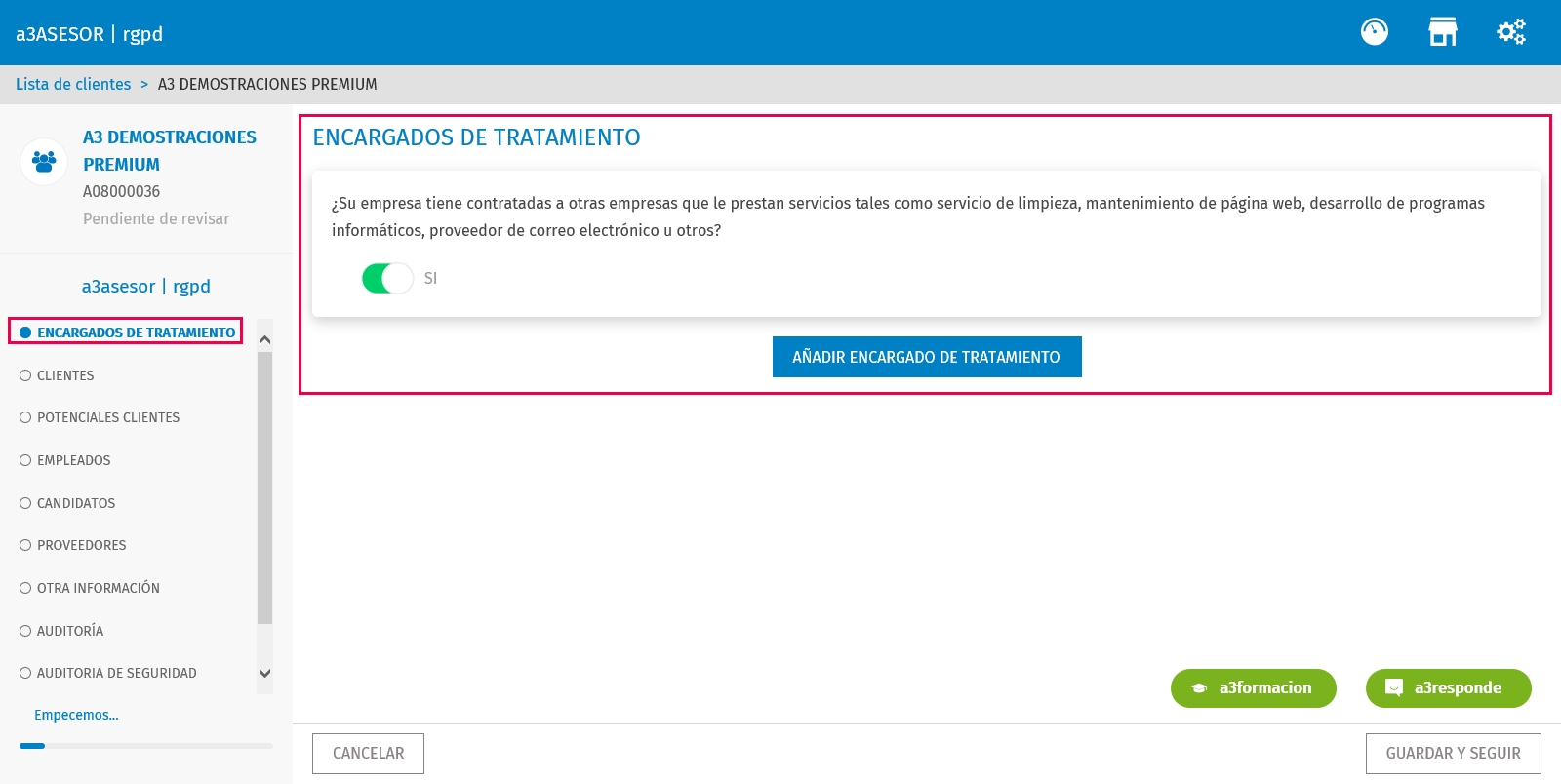 Selección encargados de tratamiento