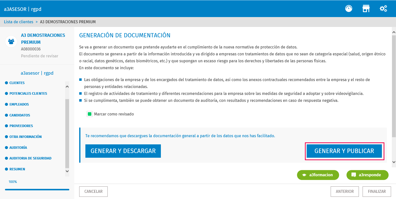 resumen generar y publicar