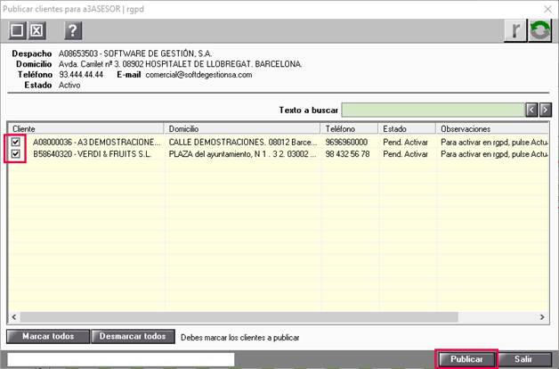 marcar clientes publicacion rgpd