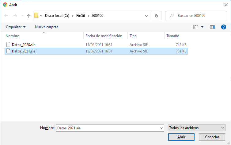 Seleccionar fichero para importar