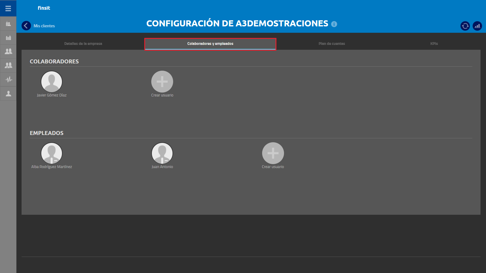 Configuracion de la empresa - Colaboradores y empleados