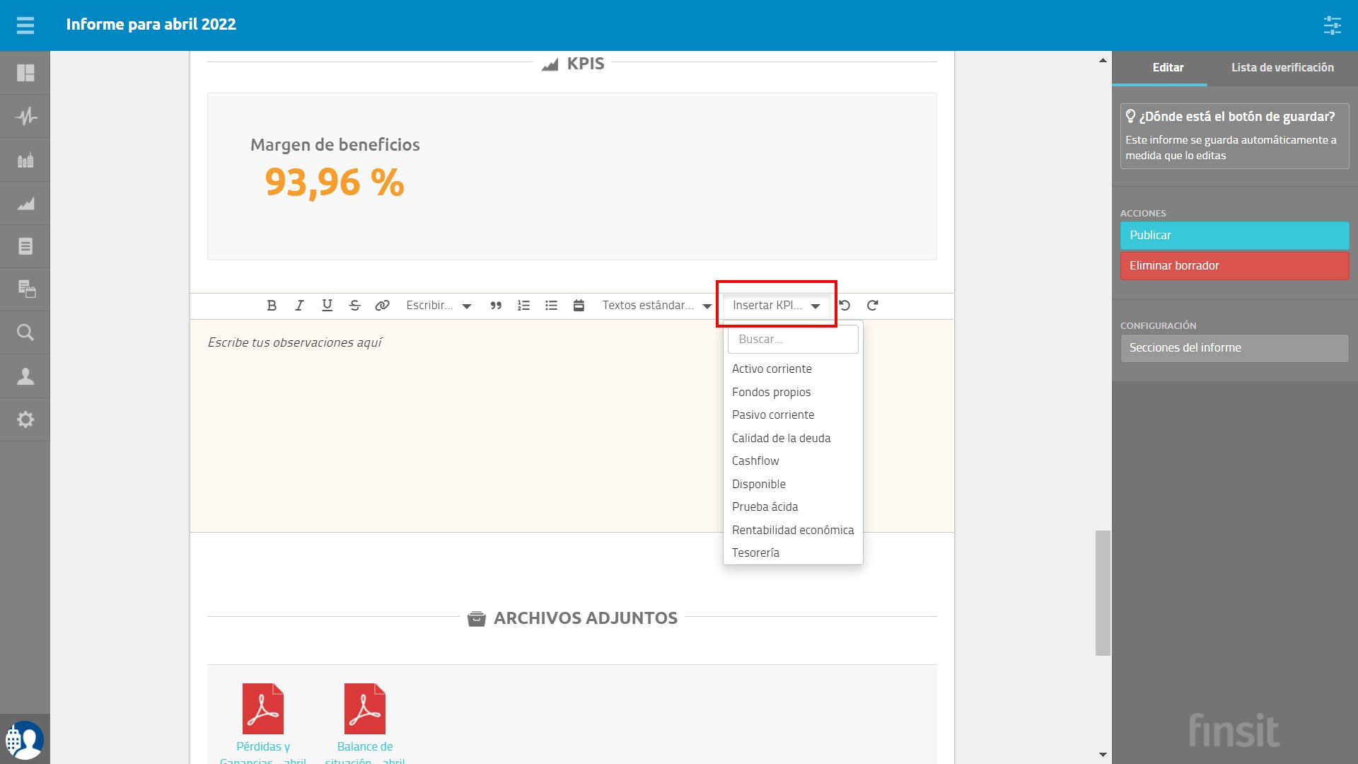 insertar KPIs