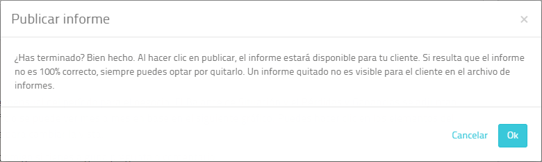 Mensaje publicar informe