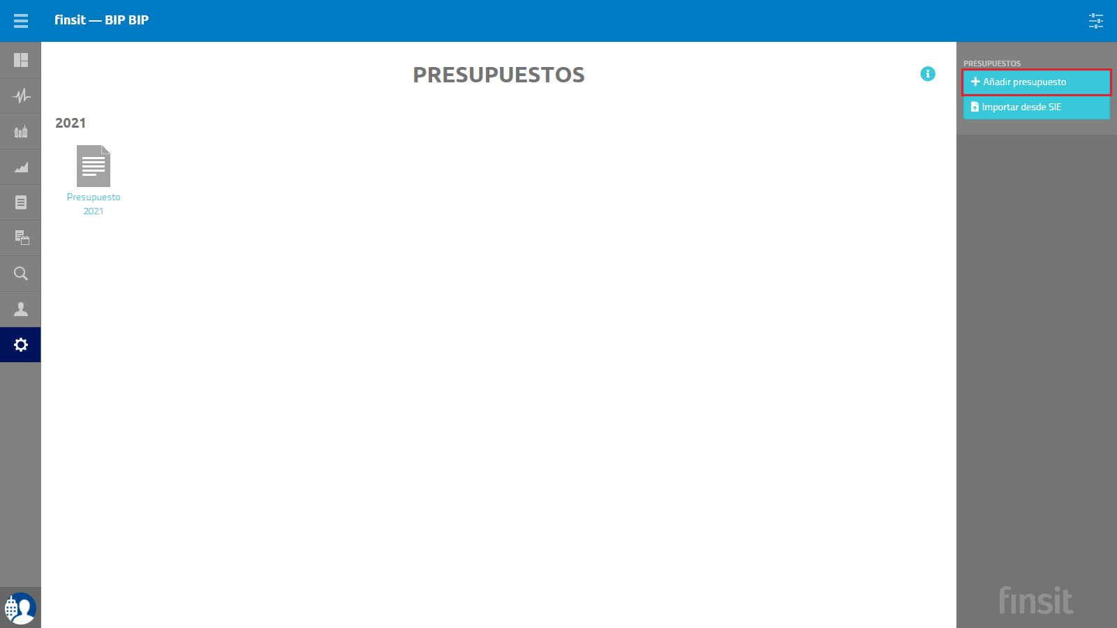 Presupuestos Crear nuevos presupuestos