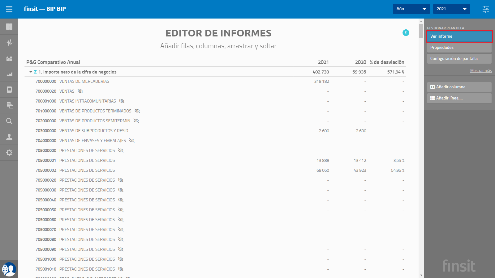 Informe Perdidas y Ganancias ver informe plantilla nueva