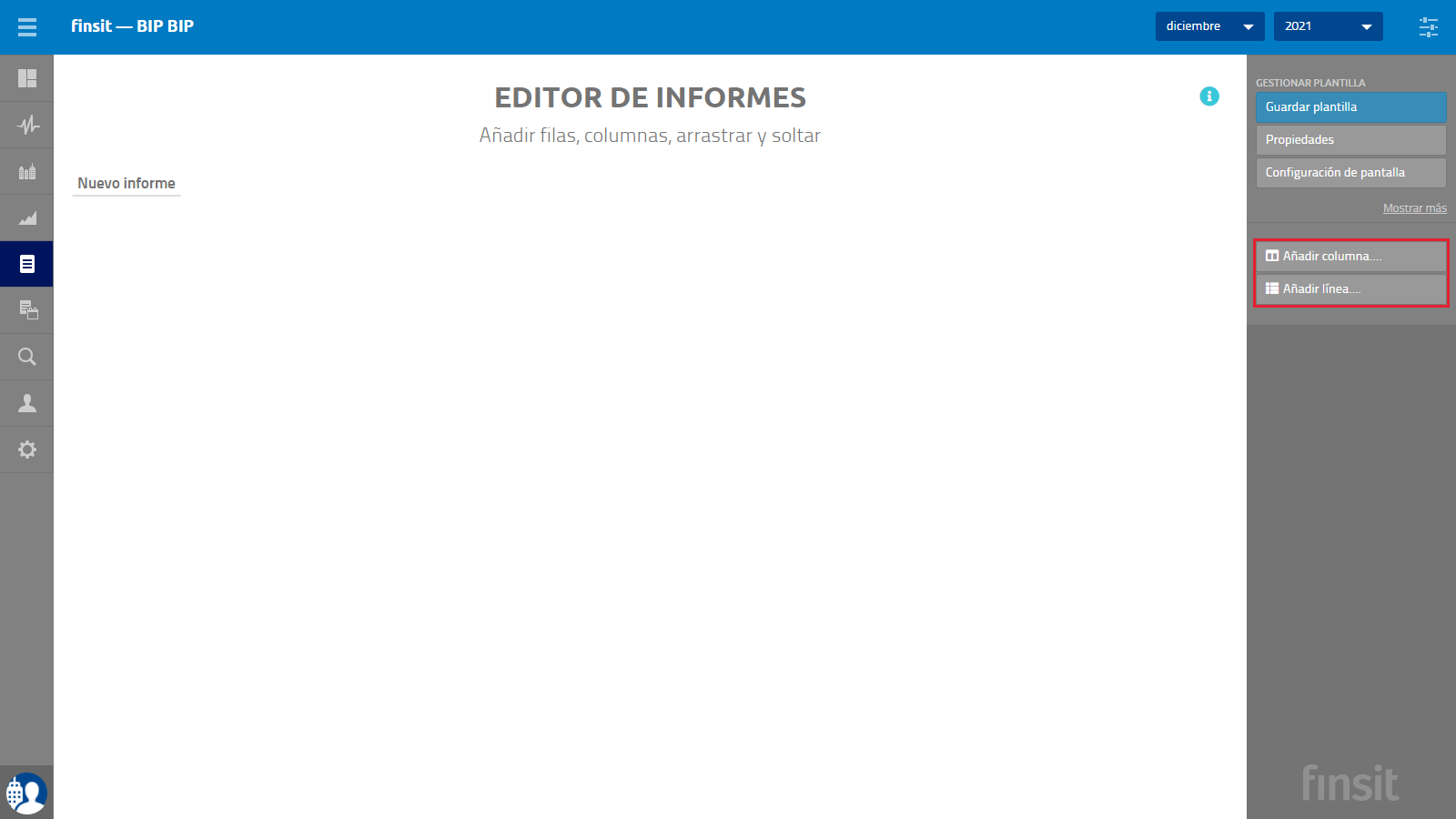 Informes personalizados Editor de informes