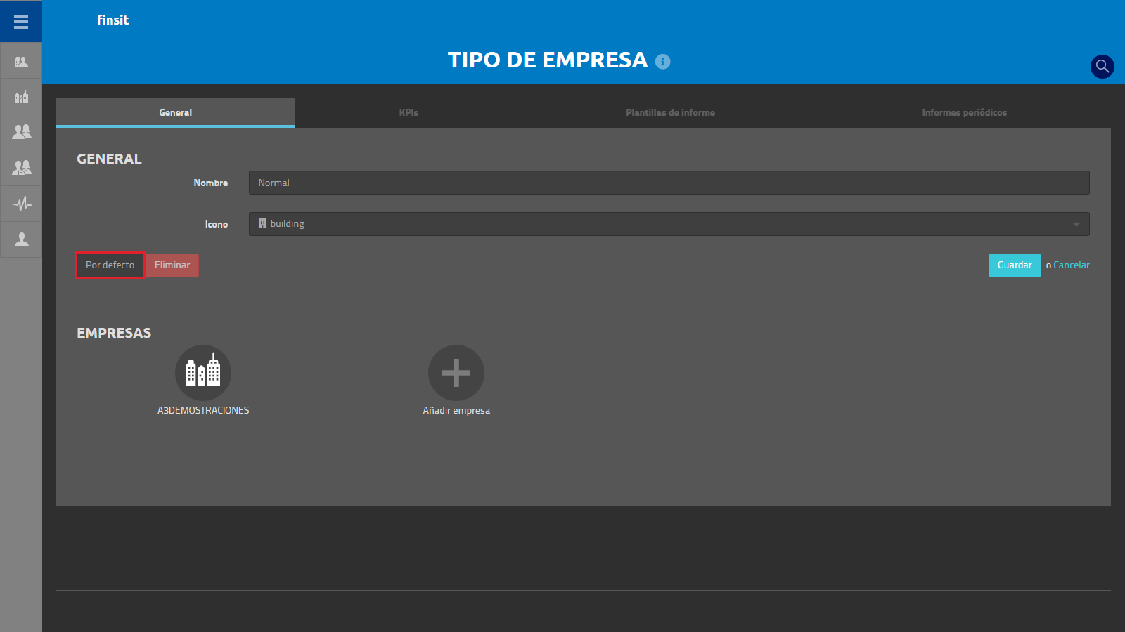 Tipo de empresa por defecto