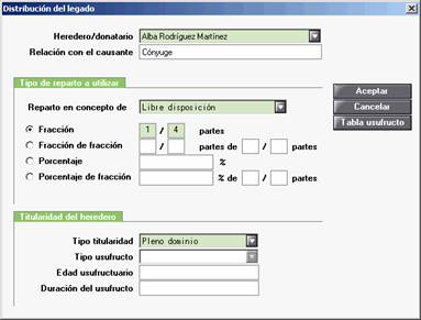 Distribución del legado